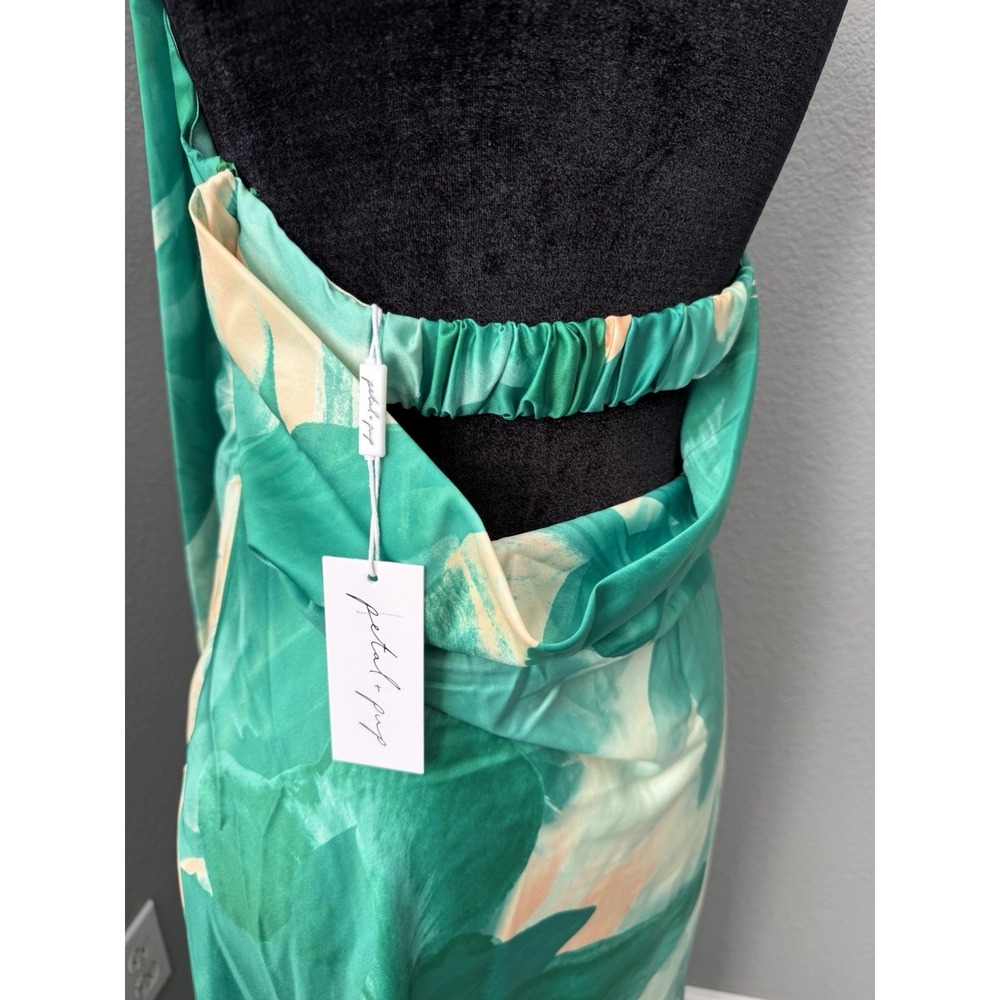 Petal & Pup Eliza Maxi Dress Green Halter Open Back Satin Size M NWT - Picture 6 of 7